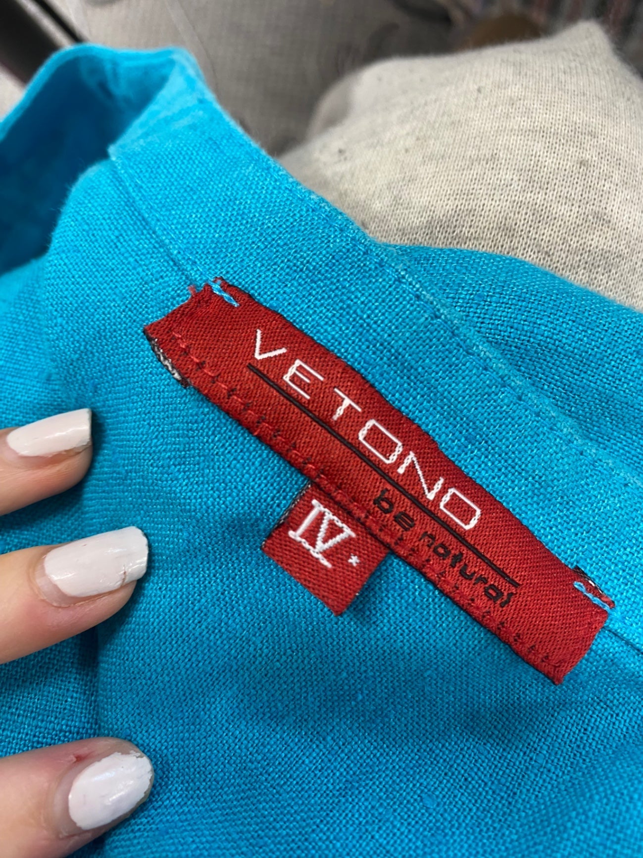 Stunning VETONO Cami uk 16 Light blue linen SO560