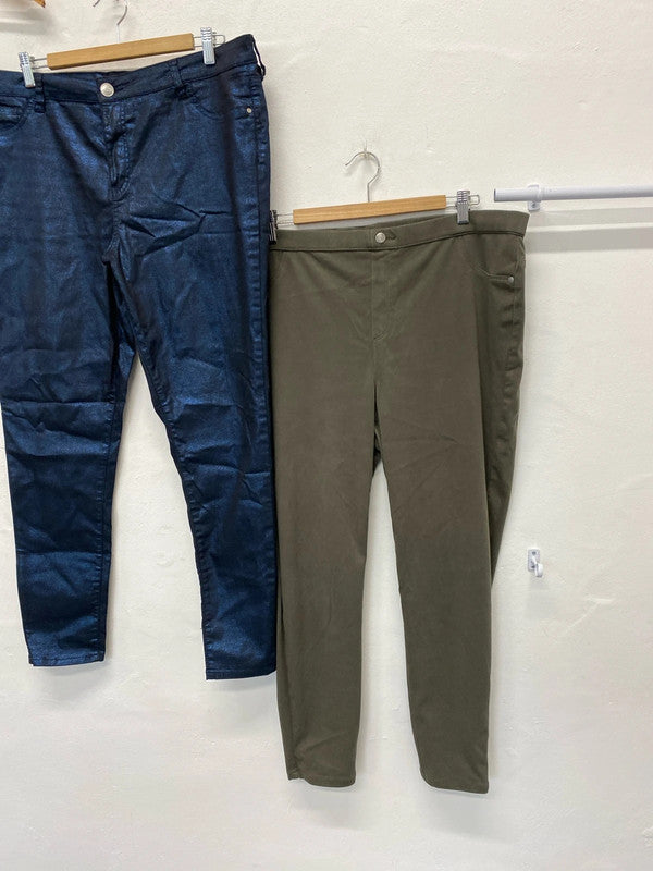 Fabulous duo of leggings sparkly blue & Khaki Uk20 #8 YM001
