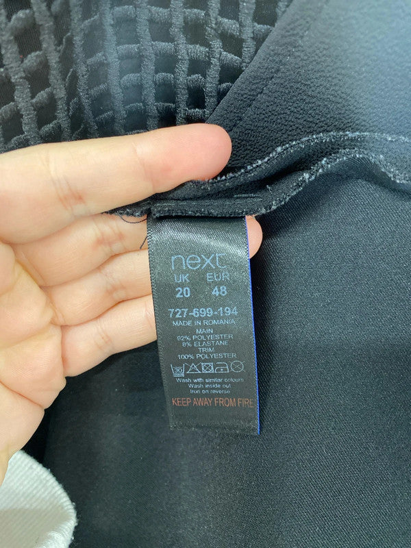 Next Chic Black Woven Detail Mini Dress UK 20 RM002