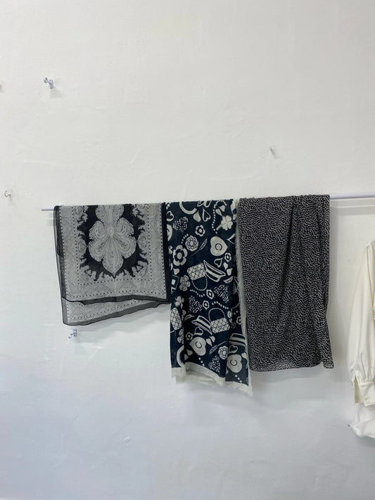 Malissa J & Unbranded Fabulous Black & White Scarves Trio #4 IM001