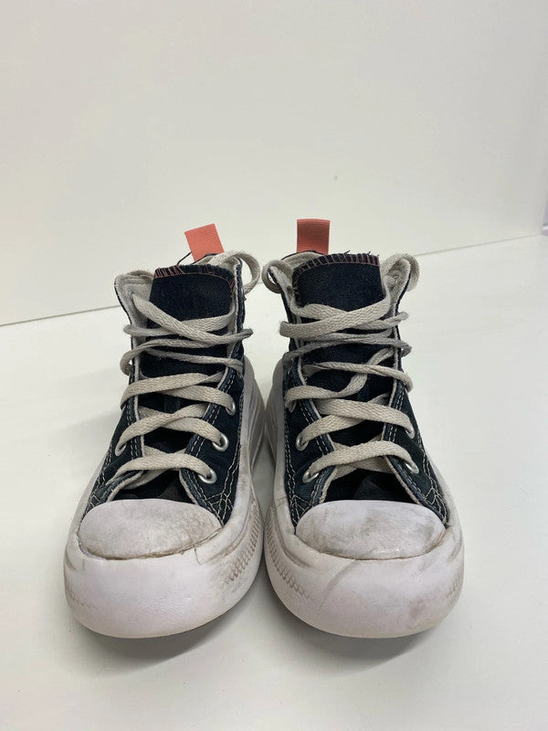 Fabulous platform converse hi tops uk13 kids black pink ZM001