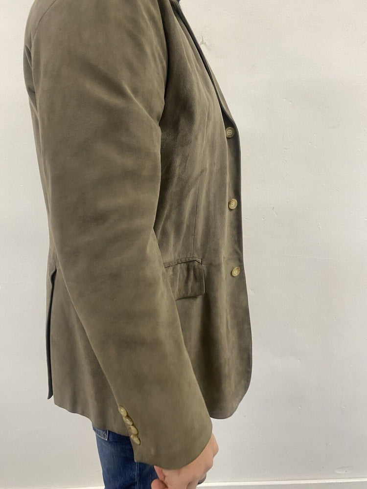 Polo Ralph Lauren Mens Taupe Goatskin Suede Blazer Jacket ukL LC