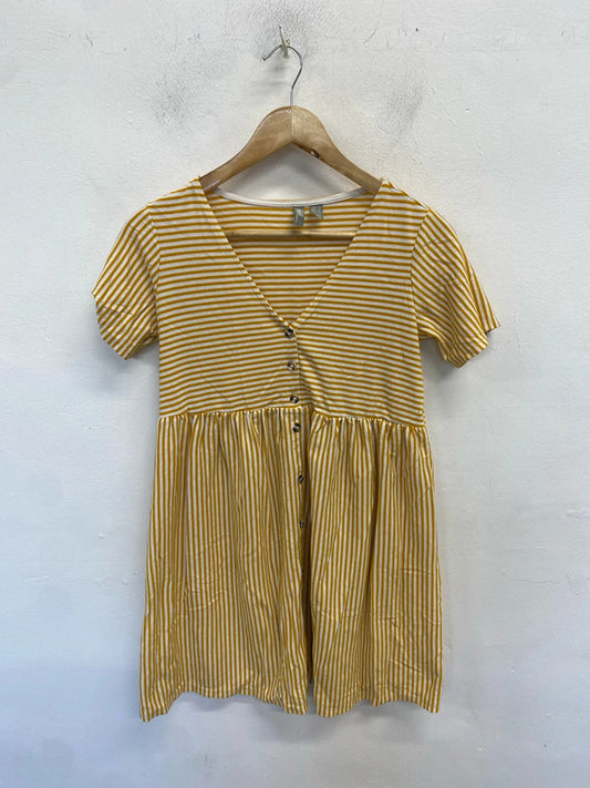 Fabulous asos design yellow striped summer dress UK 8 DF002