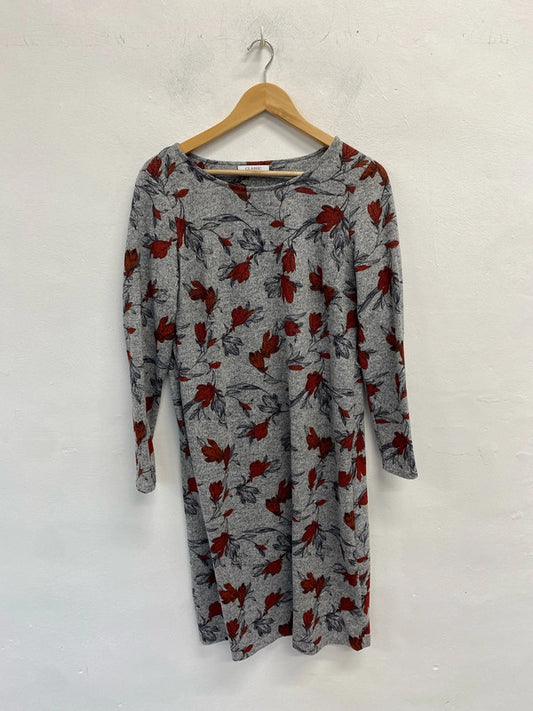 Lovely M&s grey red floral midi dress UK 12 KS003
