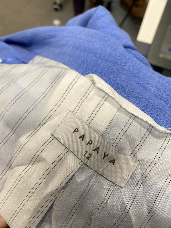 Lovely papaya blue linen blend blazer jacket new UK 12 AO001