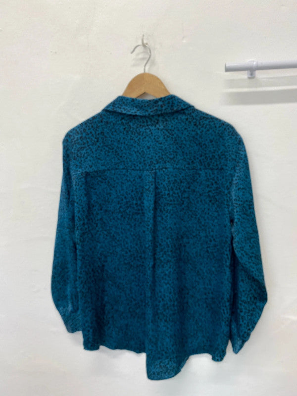 Fabulous dark Teal animal print blouse UkM LL003