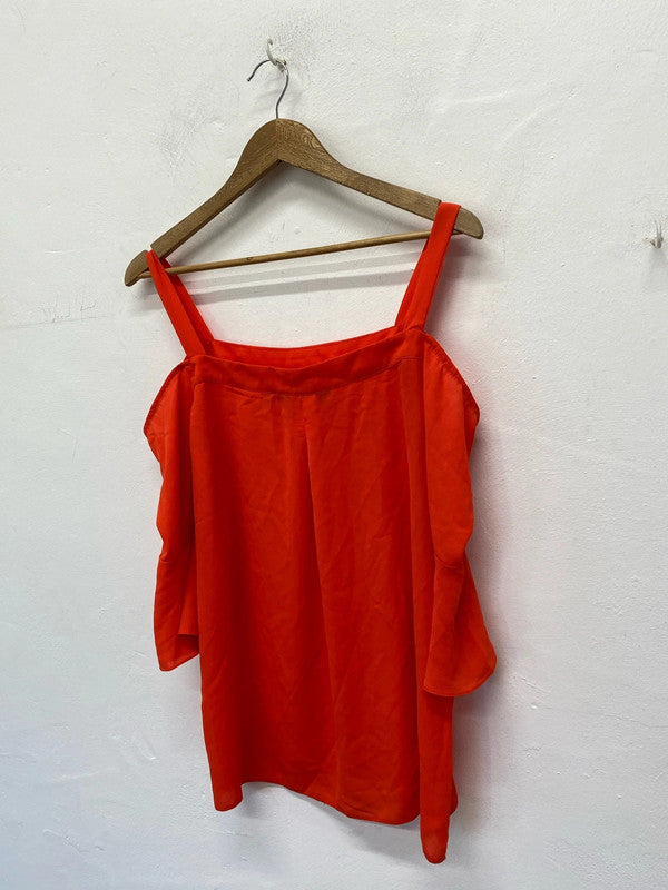 Fabulous Dorothy Perking cold shoulder orange loose top Uk14 LW005