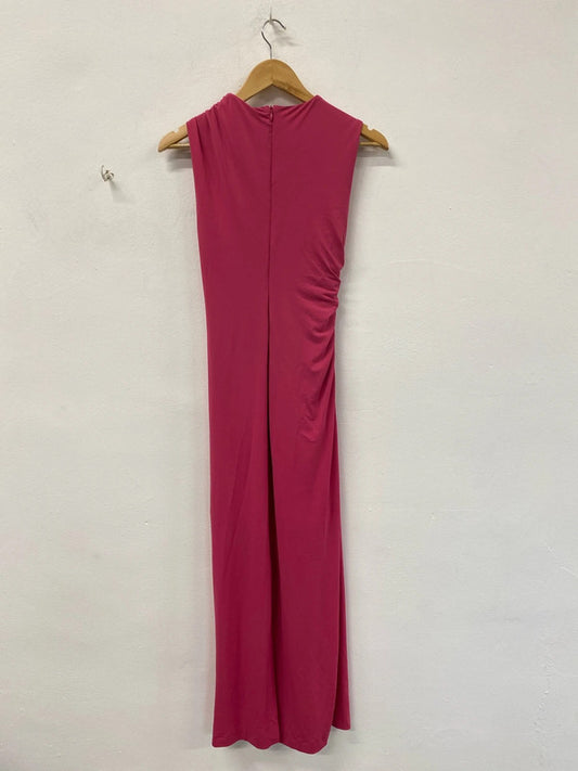 Zara Gorgeous Hot Pink Ruched Side Midaxi Dress Size M KS002