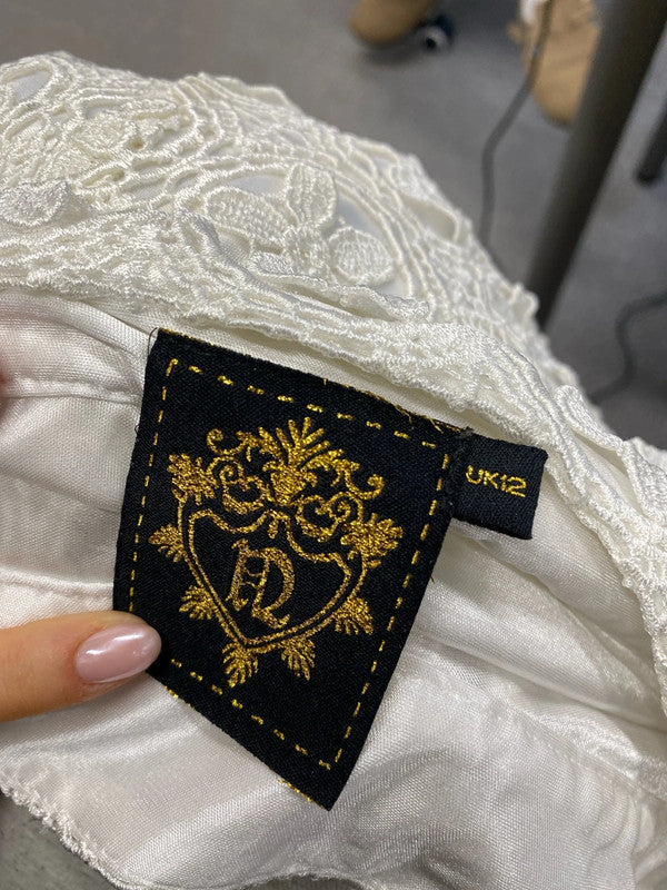 Lovely nishe embroidered yellow white orange stripe coord UK 12 NS003