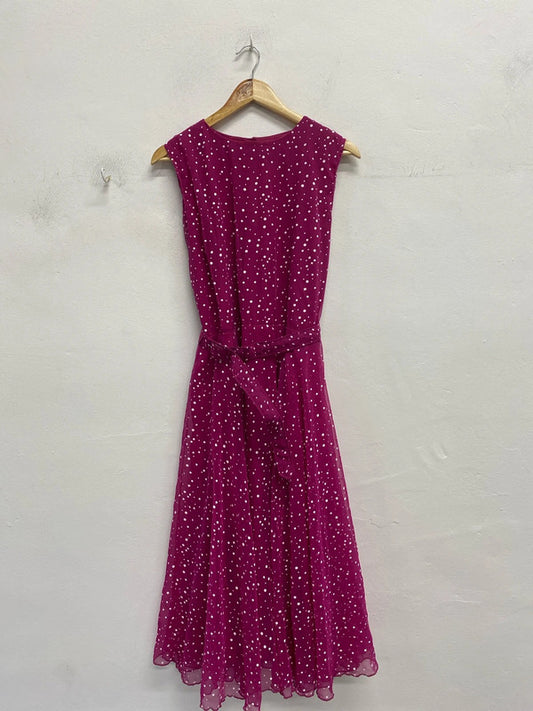 Fabulous Vintage deep pink spotty berkatex 1990’s dress Uk12 EC003