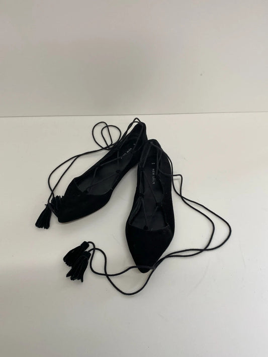 New Look Chic Black Faux Suede Ballet Flats UK 6 NC001