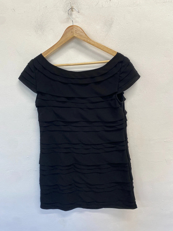 Stunning French connection black tiered mini dress UK 14 AE001