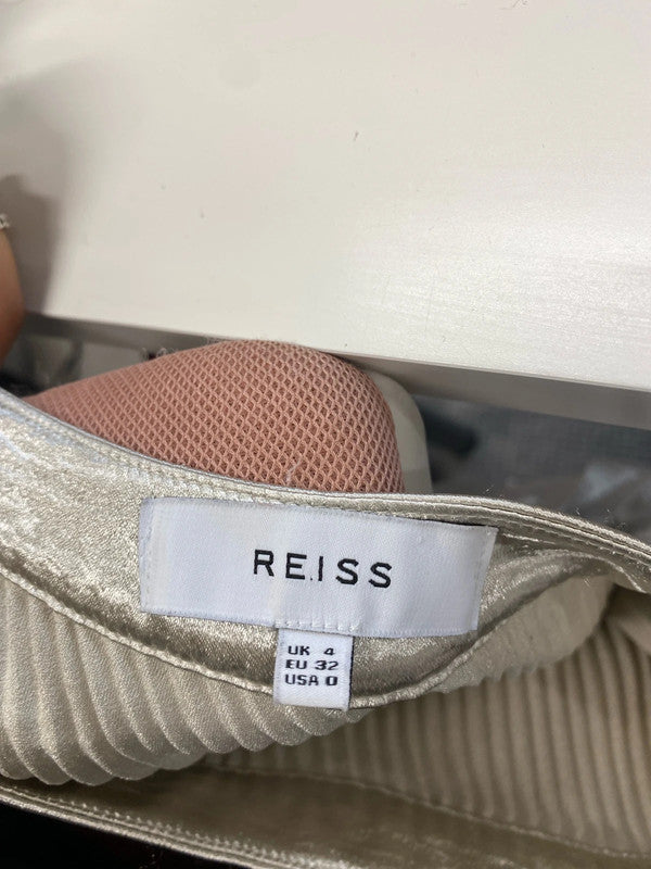Stunning reiss champagne shimmer pleated maxi skirt UK 4 SD002