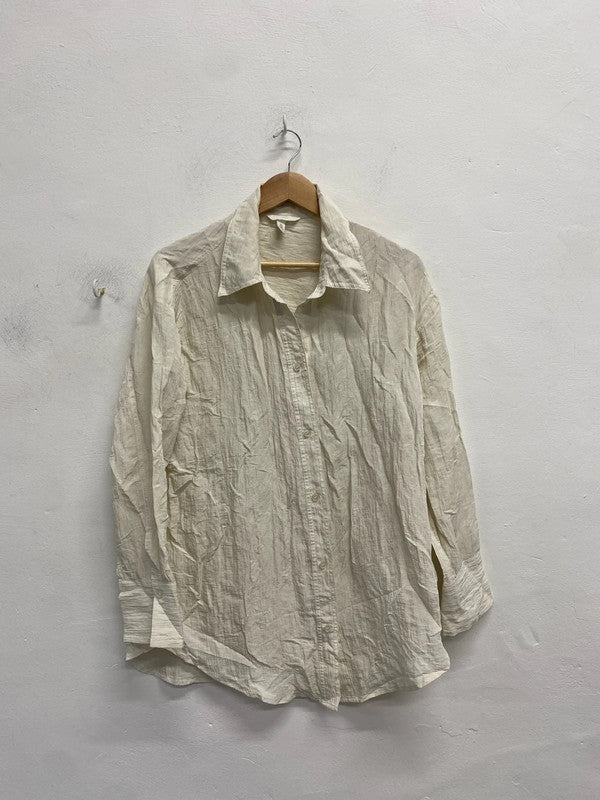 Lovely H&M cream crepe textured shirt blouse UK L KS002