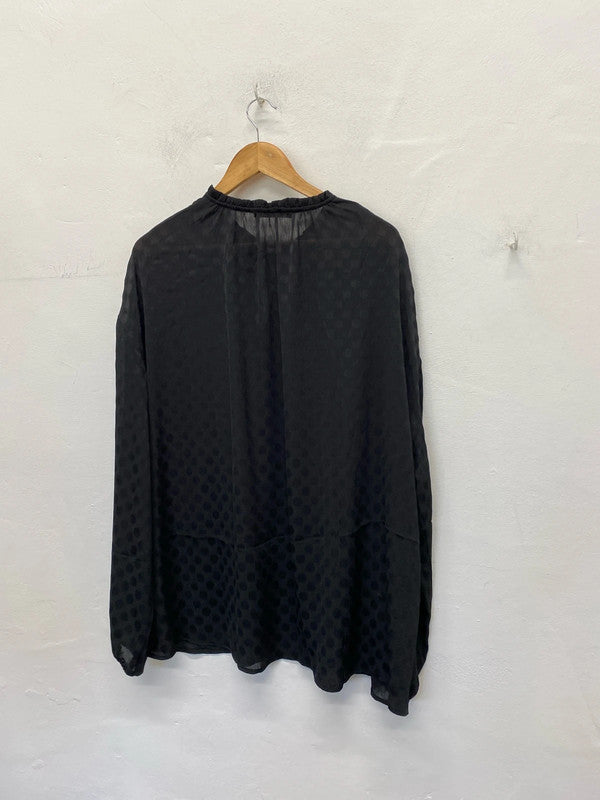 Fabulous George black spotty smock Uk24 lightweight IM001