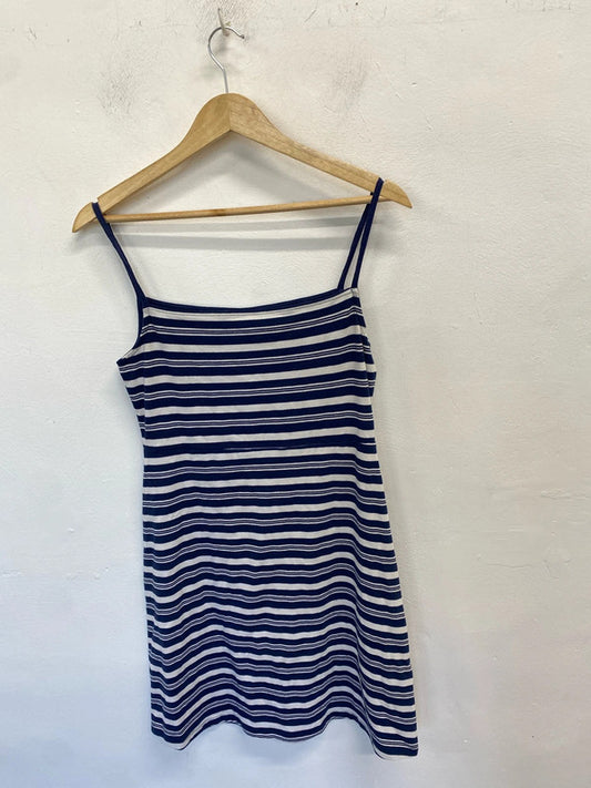 Gorgeous asos design blue white striped bodycon strappy midi dress UK 10 JM005