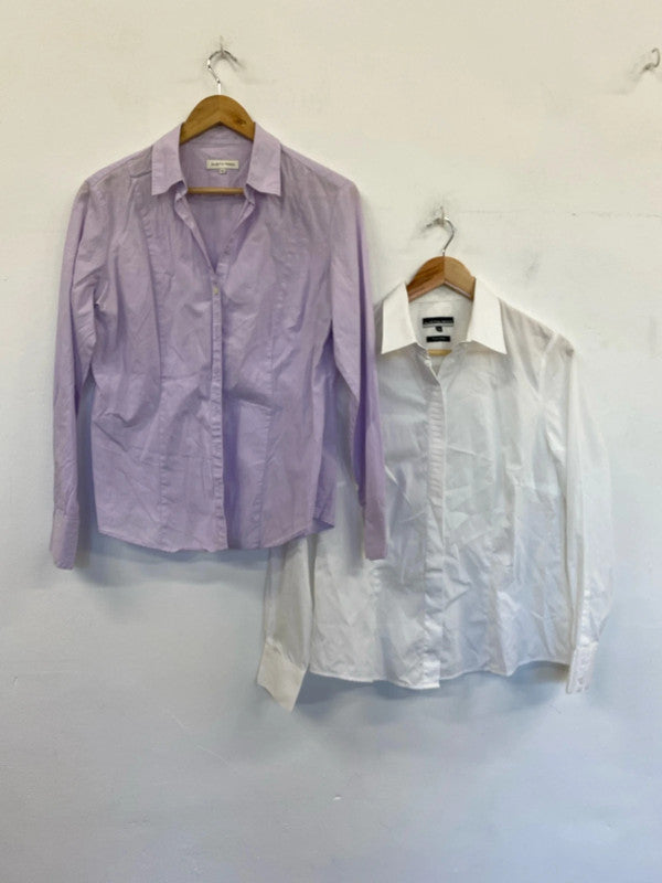 Fab duo of Austin Reed formal office wear shirts Uk14 lilac white #4 KM005