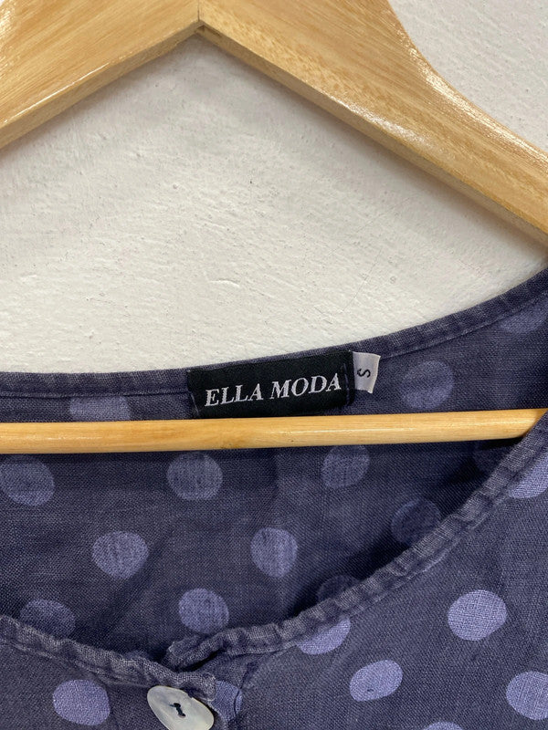 Ella Moda Stylish Navy Polkadot Loose Fit Blouse Size S MM005