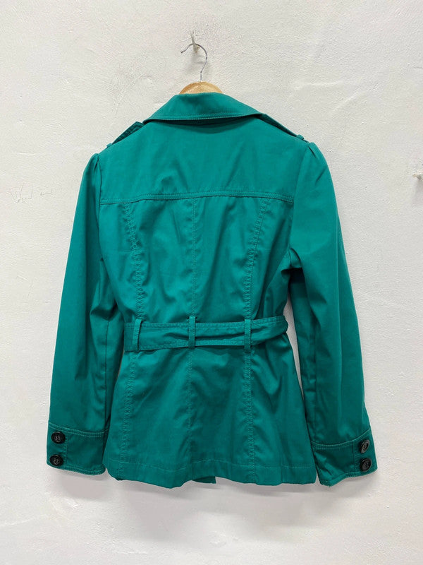 Fabulous M&S emerald Green mini short cotton mac Uk10 JA002