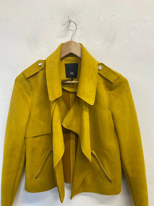 Lovely river island mustard suede biker jacket UK 10 JB001