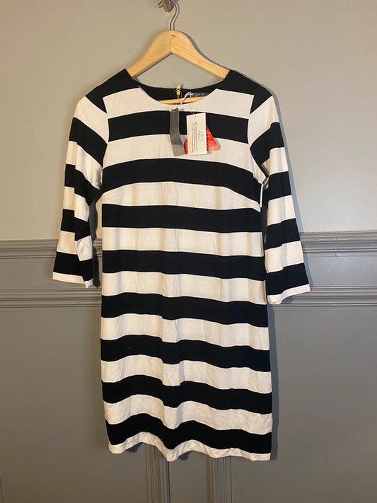 Fabulous Dress by South New Black & White Gold Zip Uk10 LB001