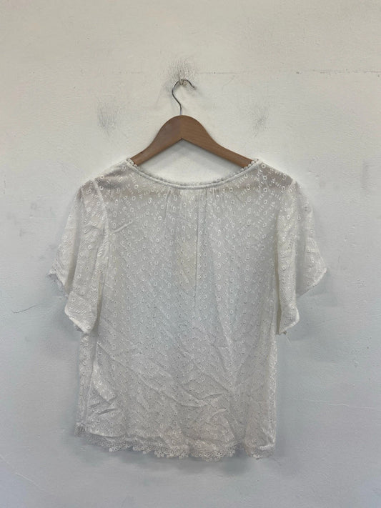 Falmer Heritage Boho Vibes White Embroidered Top UK 10 AO001
