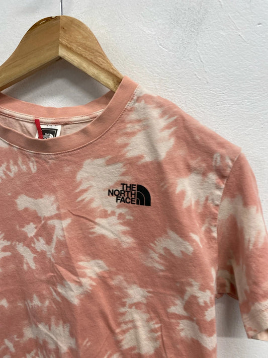 Lovely the north face pink white tie dye crop top UK S JB001