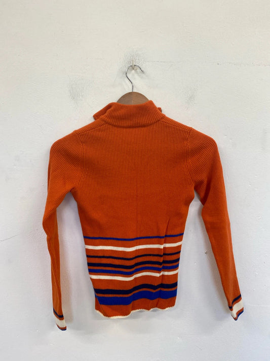 J.Won Fabulous Orange & Blue Ribbed Pullover UK 12 SW001