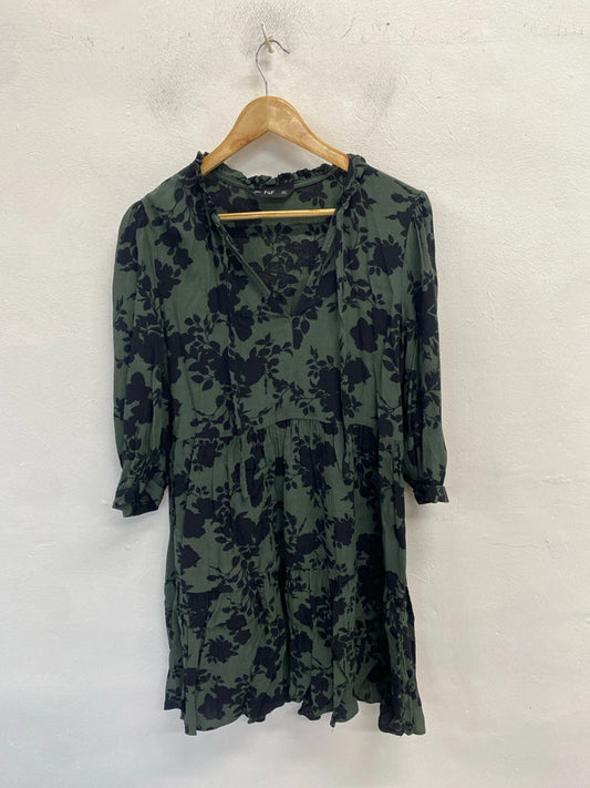 Gorgeous F&F green floral smock dress midi UK 12 LB005
