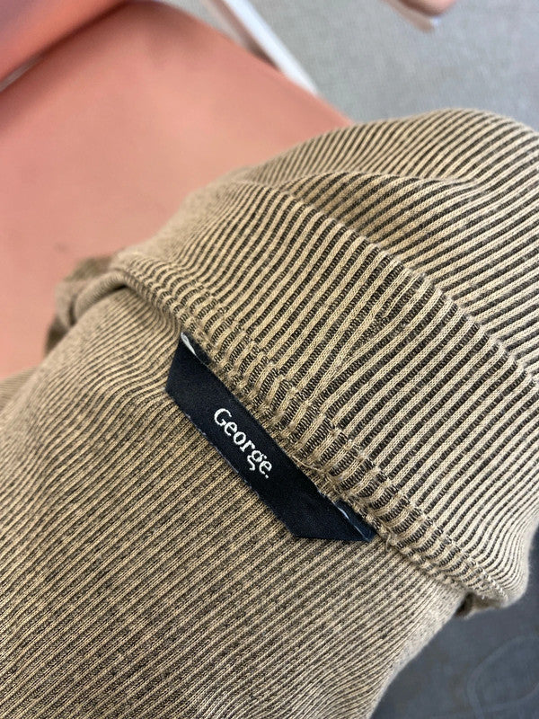 Lovely george longline brown ribbed cardigan UK 12-14 LN001