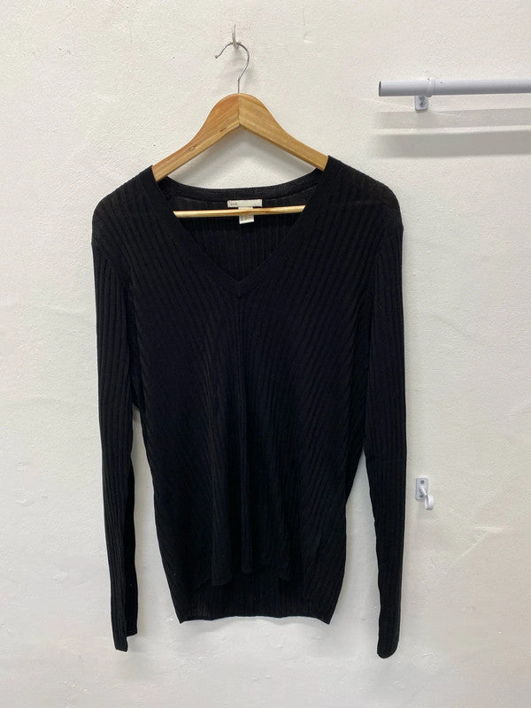 Fabulous oversized H&M ribbed v neck jumper semi sheer Ukxl 14-16!KM003