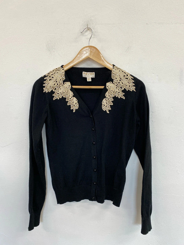 Fabulous Fever London Occasion Cardigan embroidered shoulders Uk10 JM007