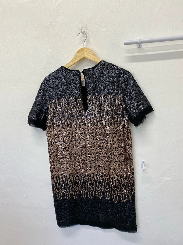 Fab Next classic sequin party dress rose gold & black Uk12 MB001