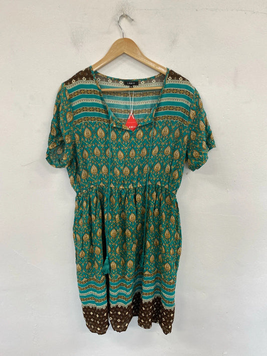 Lamiu Gorgeous Boho Green Midi Dress UK 16 RG021