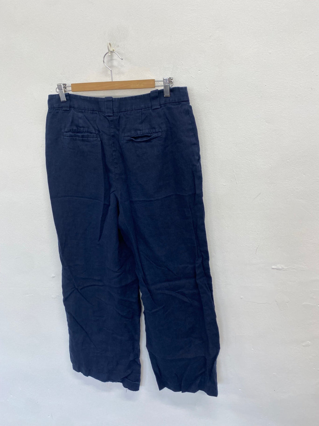 Stunning Boden Cropped trousers linen UK 14 Navy CT551