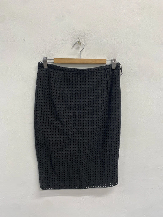 Lovely oasis embroidered grey midi skirt office UK 12 KN003