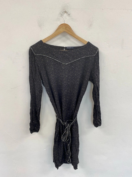 Bonobo Fabulous Charcoal Grey Speckle Belted Mini Dress Size L JB003