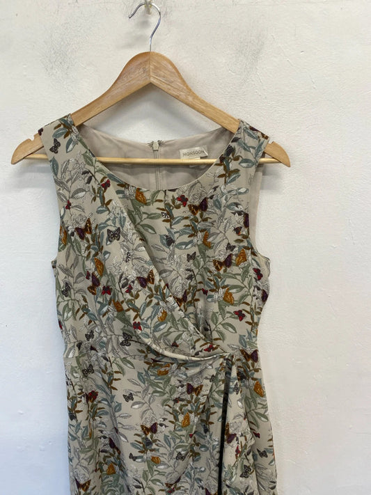 Gorgeous monsoon botanical butterfly midi dress UK 10 AE001