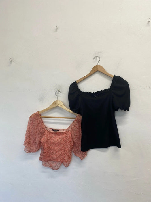 Duo of summer tops Primark new look pink black top UK S JM008