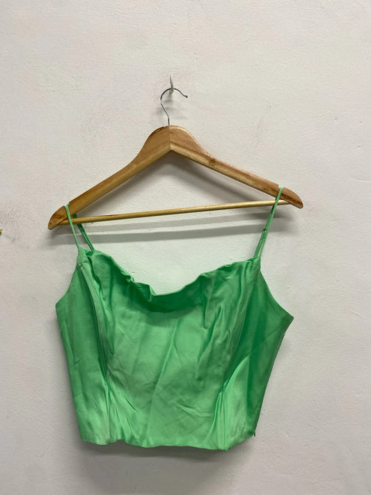 Lovely Zara boned mint green corset crop top UK L KS002