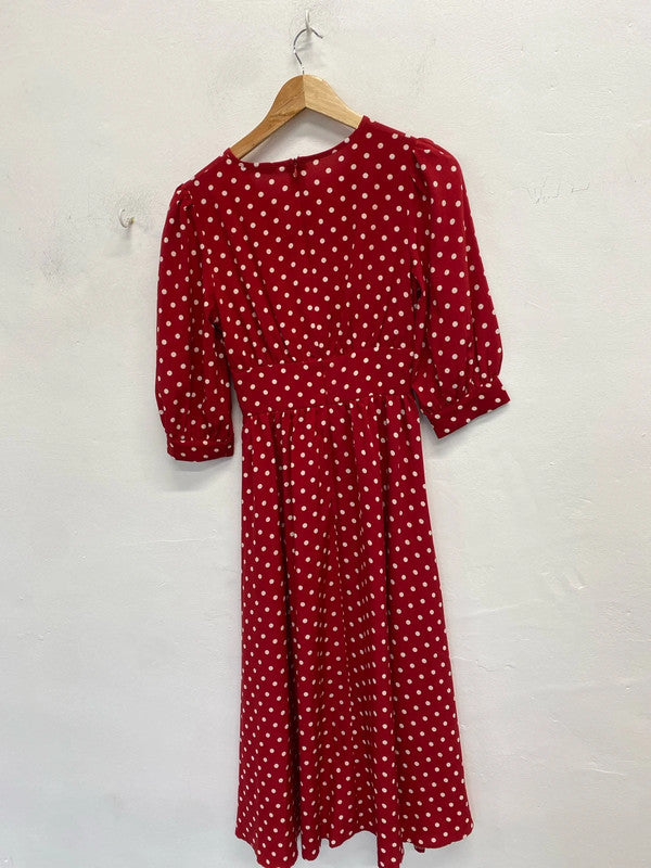 Lovely Shein red white polka dot dress UK XS CF002
