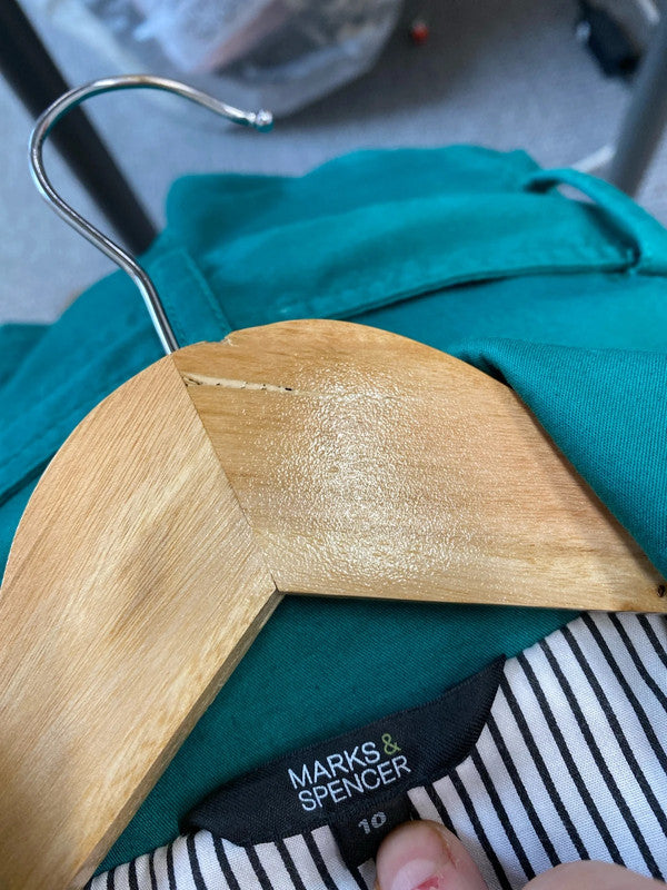 Fabulous M&S emerald Green mini short cotton mac Uk10 JA002