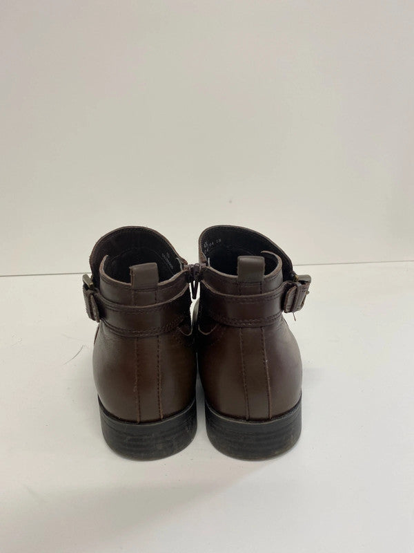 M&S Chic Chocolate Brown Leather Ankle Boots UK 4.5 NC001