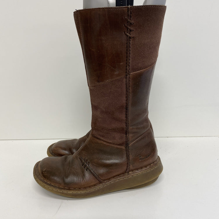 Dr Martens Vintage 10492 Mid Calf Brown Leather Biker Zip Wedge Boots Uk5 MM005