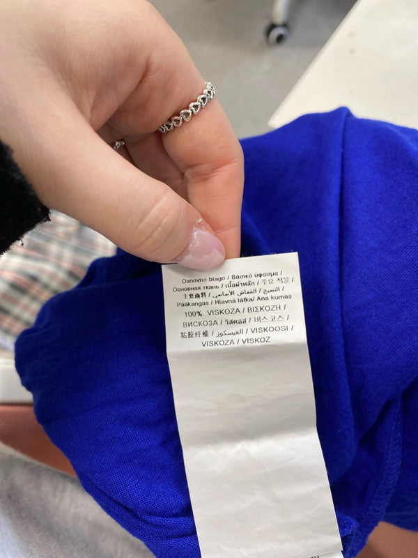 Lovely Morgan de toi blue tie waist pattern blue mid dress UK L JB005