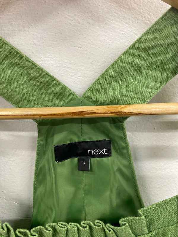 Next Stylish Green Pinafore Sheath Dress UK 14 MM005