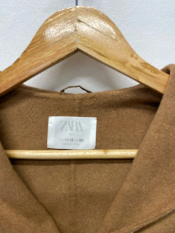 Fabulous Brown hooded wrap coat Age11-12 wool blend JB001