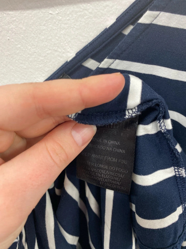 Sugarhill Stylish Navy & White Stripe Sheath Dress UK 14 KS003