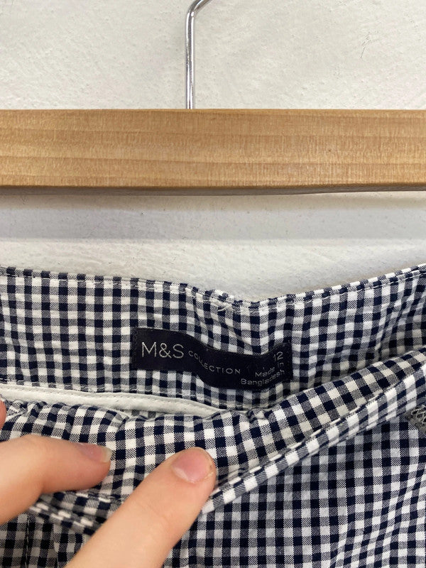 M&S Fab Straight Cut Gingham Trousers UK 12 LN001