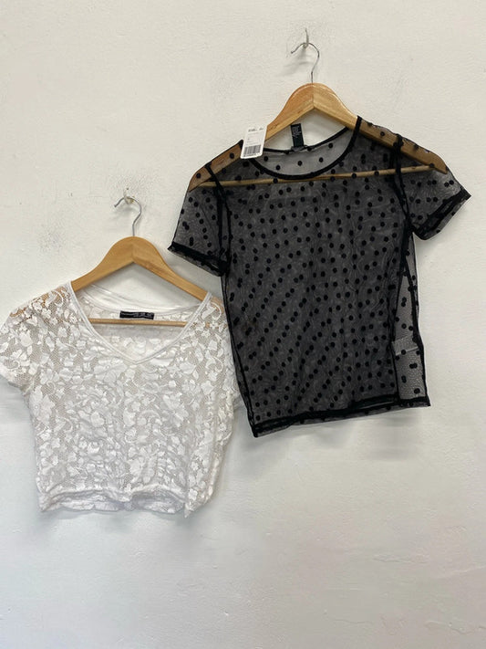Fabulous duo of mesh tops Uk10 forever 21 & Primark #5 JR001